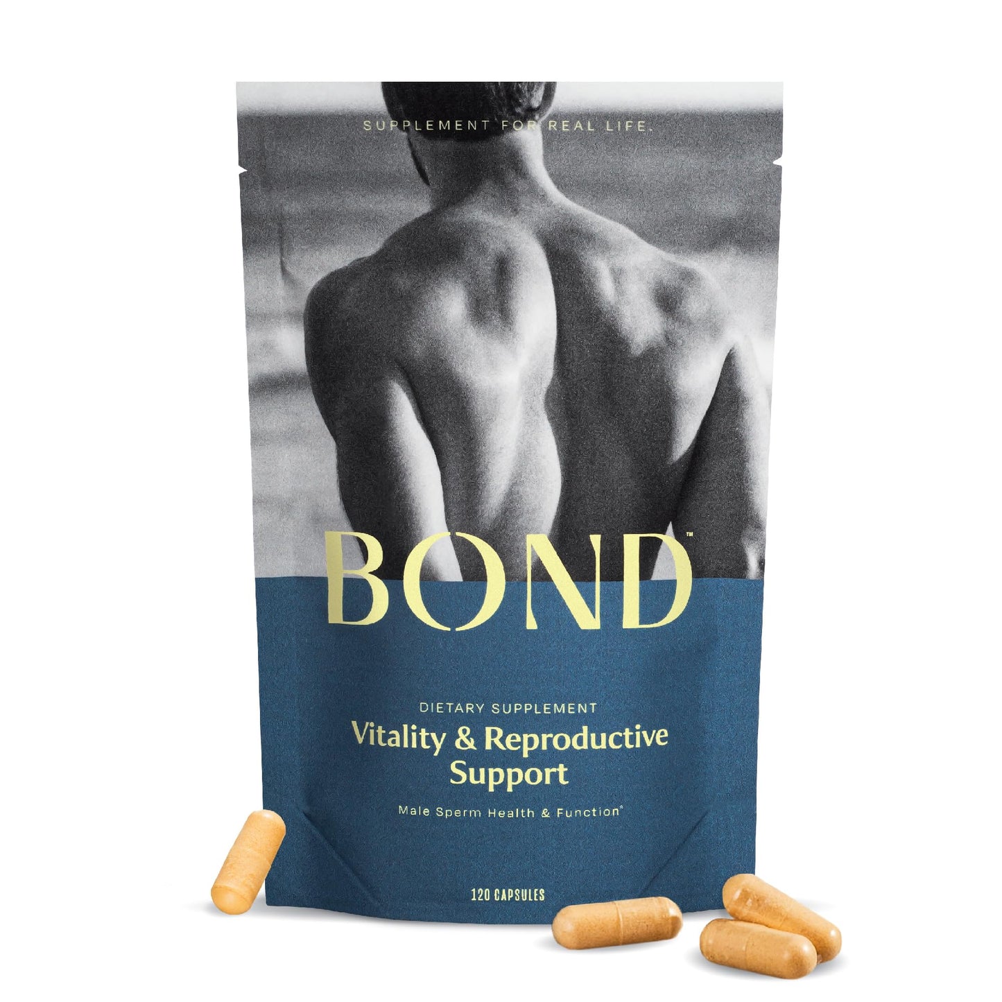 BOND Vitality: All-in-One Male Fertility Supplement - Conception for Him Fertility Supplements for Men - CoQ10 Vitamin B12 Vitamin C Vitamin D Catalase Selenium Vitamin E - 120 Capsules
